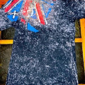 Affliction Punk shirt with lace up v neck and metal accents - Size L